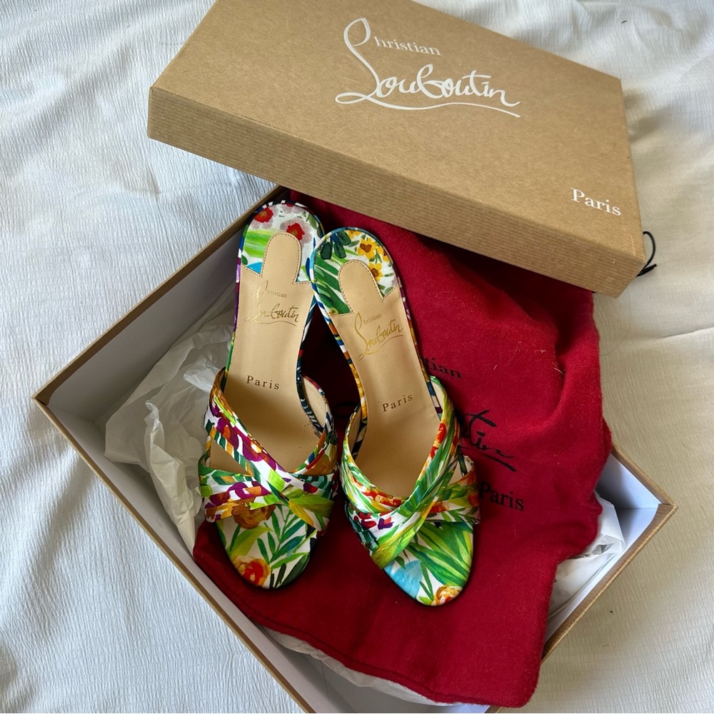 Louboutin Nicol Fleuri 85 Satin Heeled Sandal